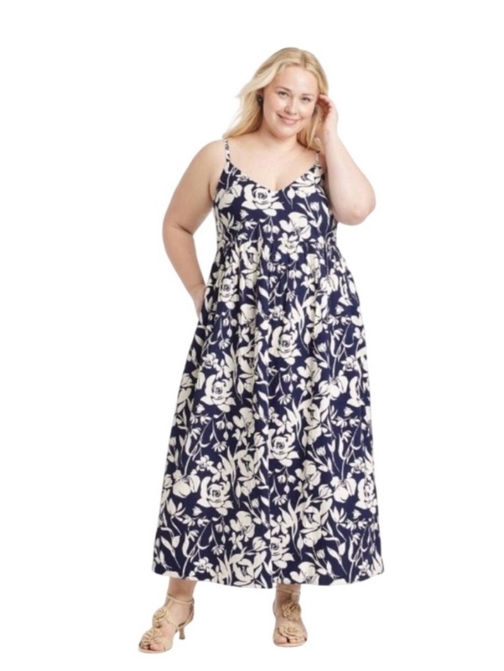 Navy and Cream Floral Dress